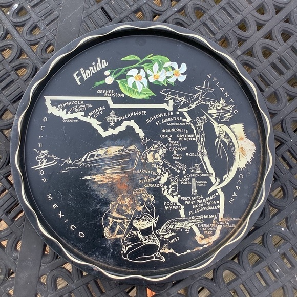 Restyled Repurposed Vintage Florida Souvenir Magnetic Tray & 3 Magnets 1950’s - Picture 11 of 12